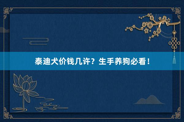泰迪犬价钱几许？生手养狗必看！